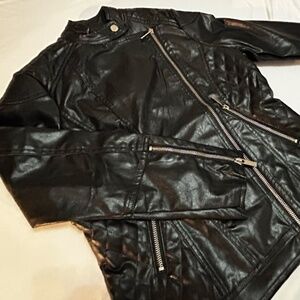 Cropped Black Leather Jacket - XS - Boohoo